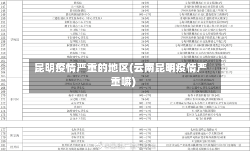 昆明疫情严重的地区(云南昆明疫情严重嘛)