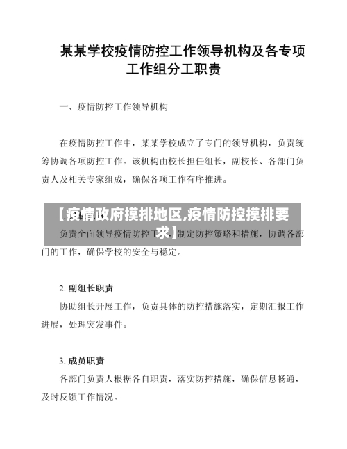 【疫情政府摸排地区,疫情防控摸排要求】