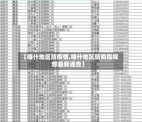 【喀什地区防疫情,喀什地区防疫指挥部最新通告】