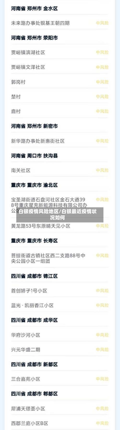 白银疫情风险地区/白银最近疫情状况如何-第3张图片