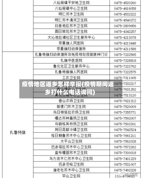 疫情地区返乡怎样举报(疫情期间返乡打什么电话询问)